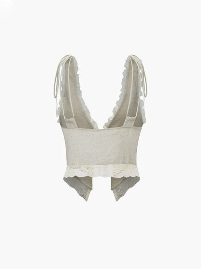 Sommer Top med Blonde V-Hals