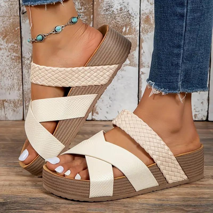 Platform Sandaler med Flettede Krydsremme