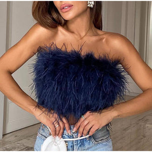 Fjerprydet Bandeau Top - Formtilpasset