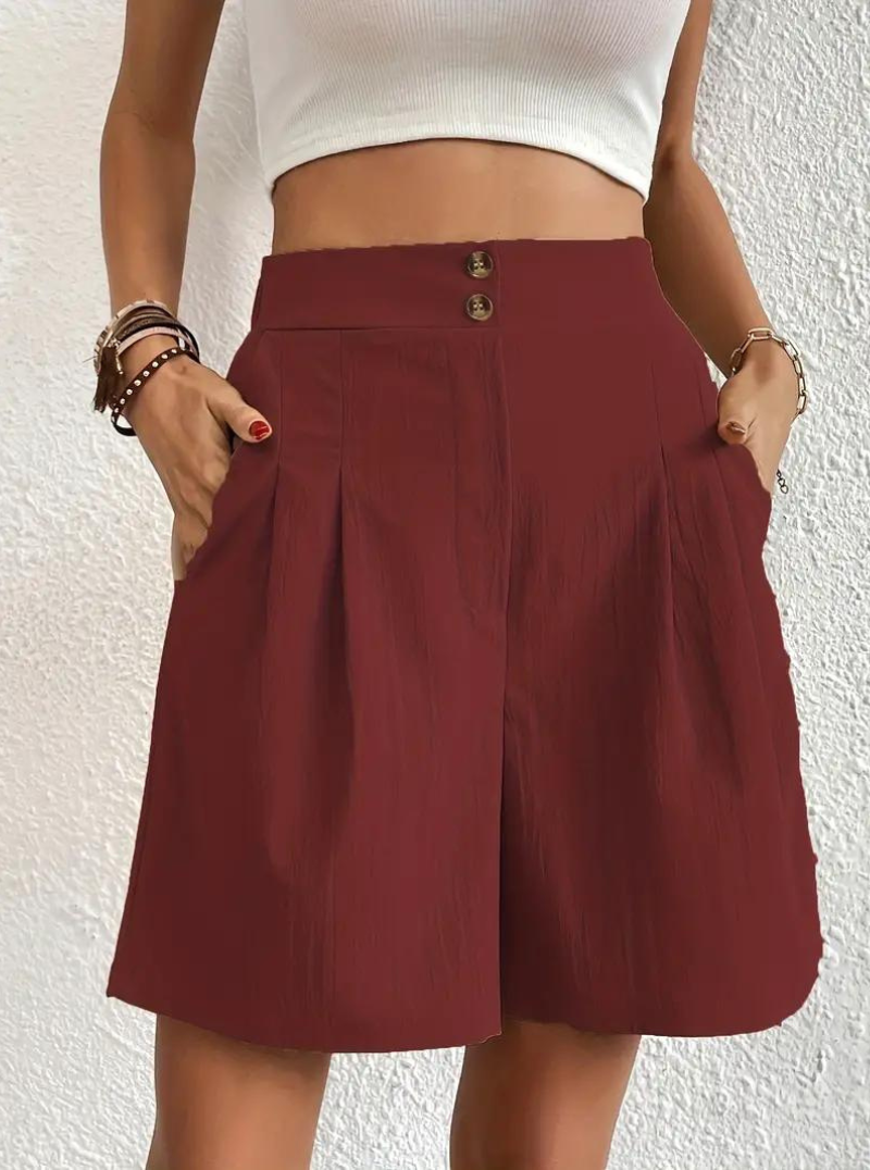 Kvinders Shorts – Højtaljede Plisserede med Funktionelle Lommer, Elegant Stil-82558-2d04b58b-d959-47a6-8866-17ba9f458c6e