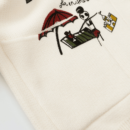 Oversized Cardigan med Broderi