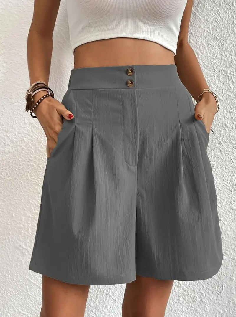 Kvinders Shorts – Højtaljede Plisserede med Funktionelle Lommer, Elegant Stil-82558-2f94d5e1-60df-4163-bb9a-831976bd9d65