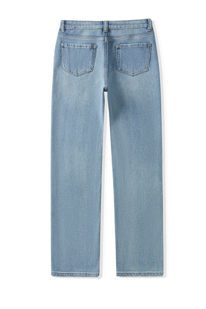 Ribstrikket Top & Jeans - Højtaljede