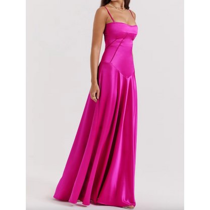 A-linje Gulvlang Kjole med Stropper