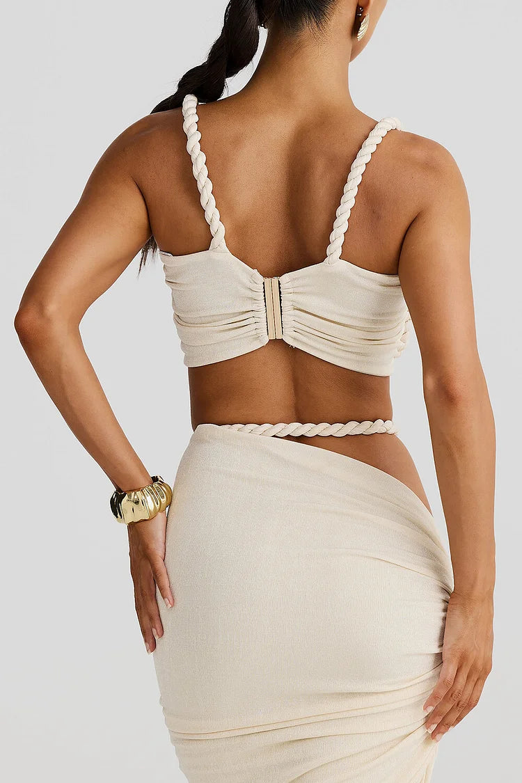 Kvinders Todelt Sæt – Asymmetrisk Draperet Nederdel med Rebdetaljer, Elegant-83582-33348830-f608-4f93-b740-307c0a541e4e