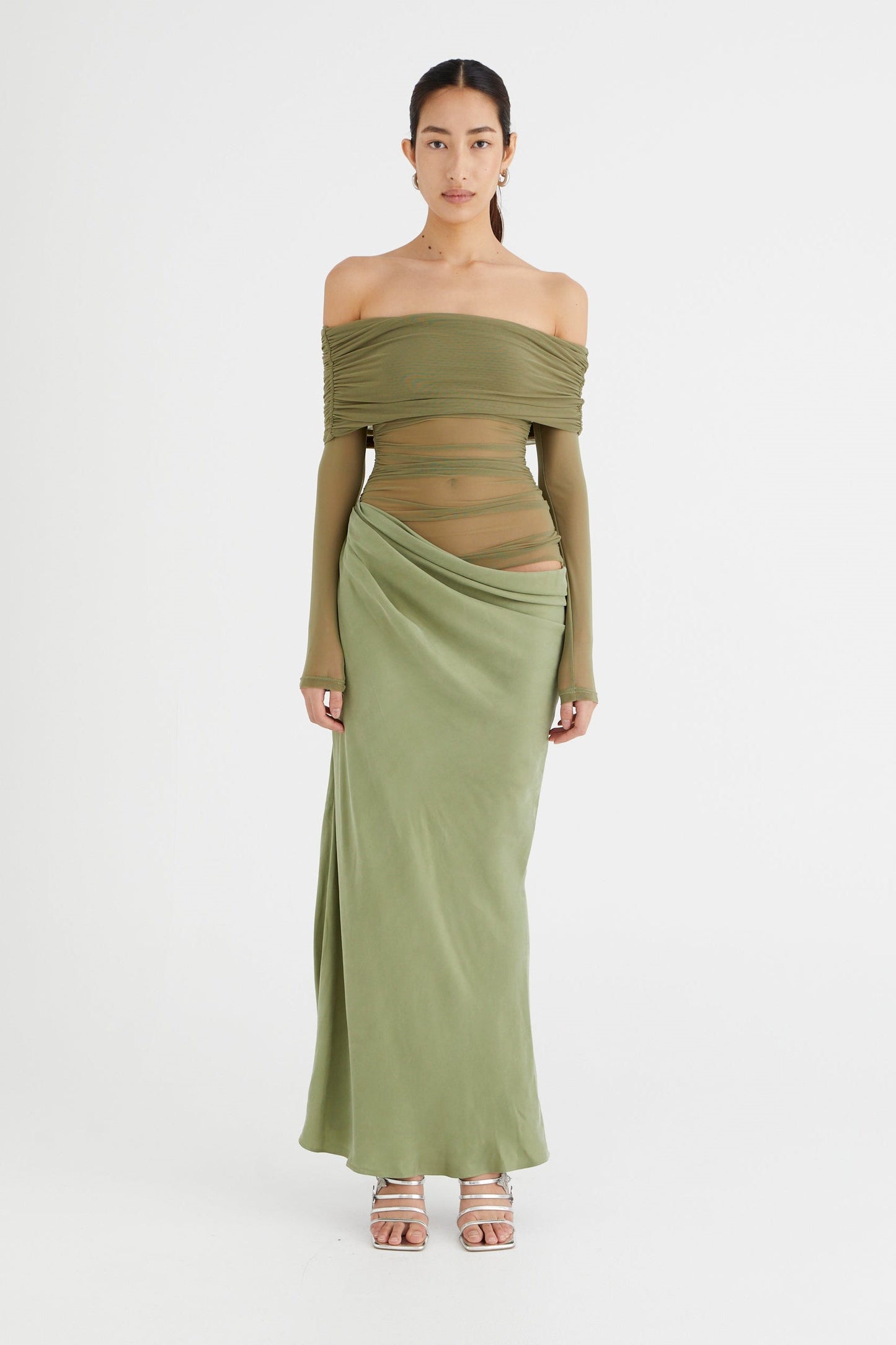 Draperet Aftenkjole med Off-Shoulder