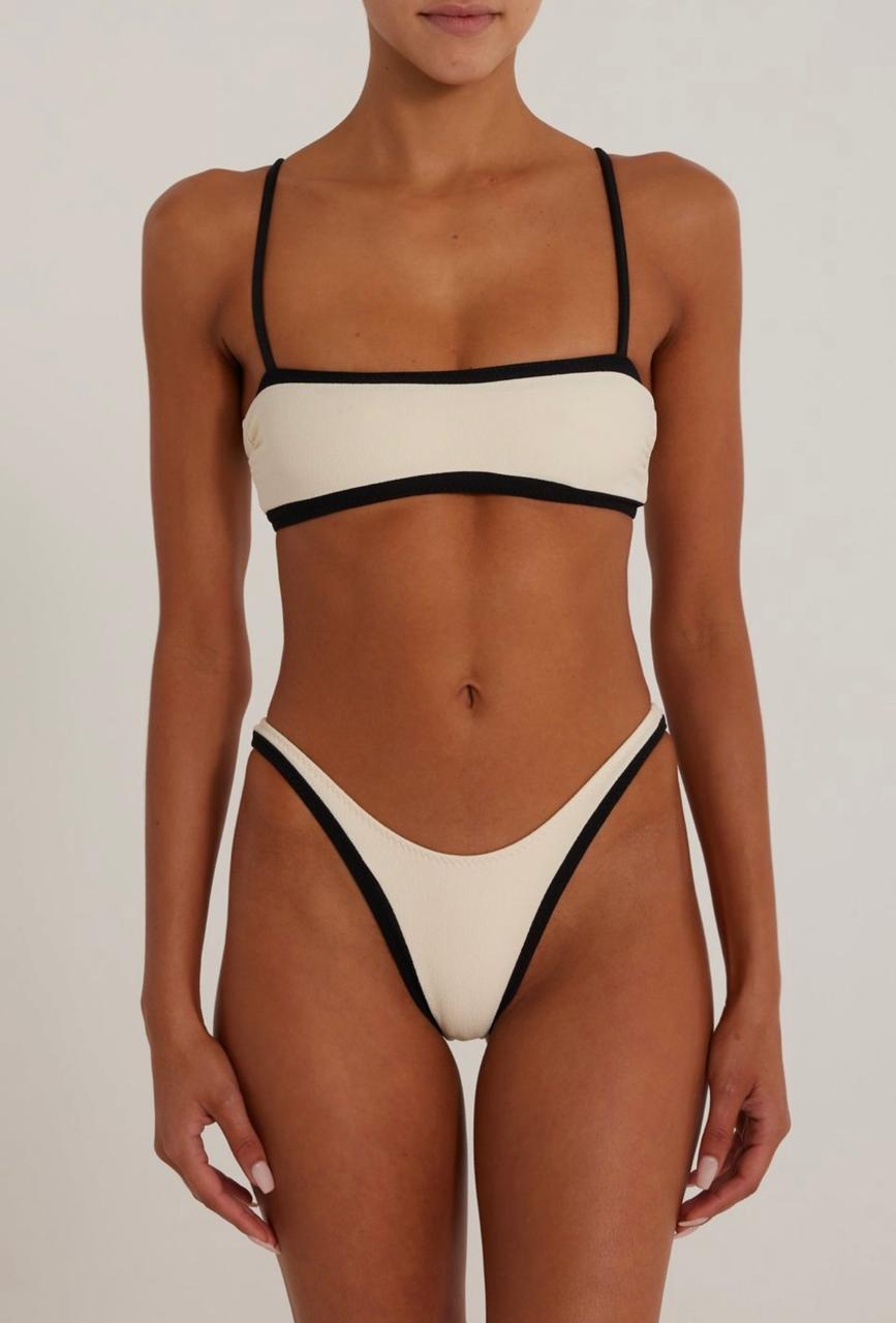 Dame Bikini – Color-block Bandeau Top, Højtaljet Underdel-83864-3c1b1984-f301-4ed4-a982-929c72d5ad7b