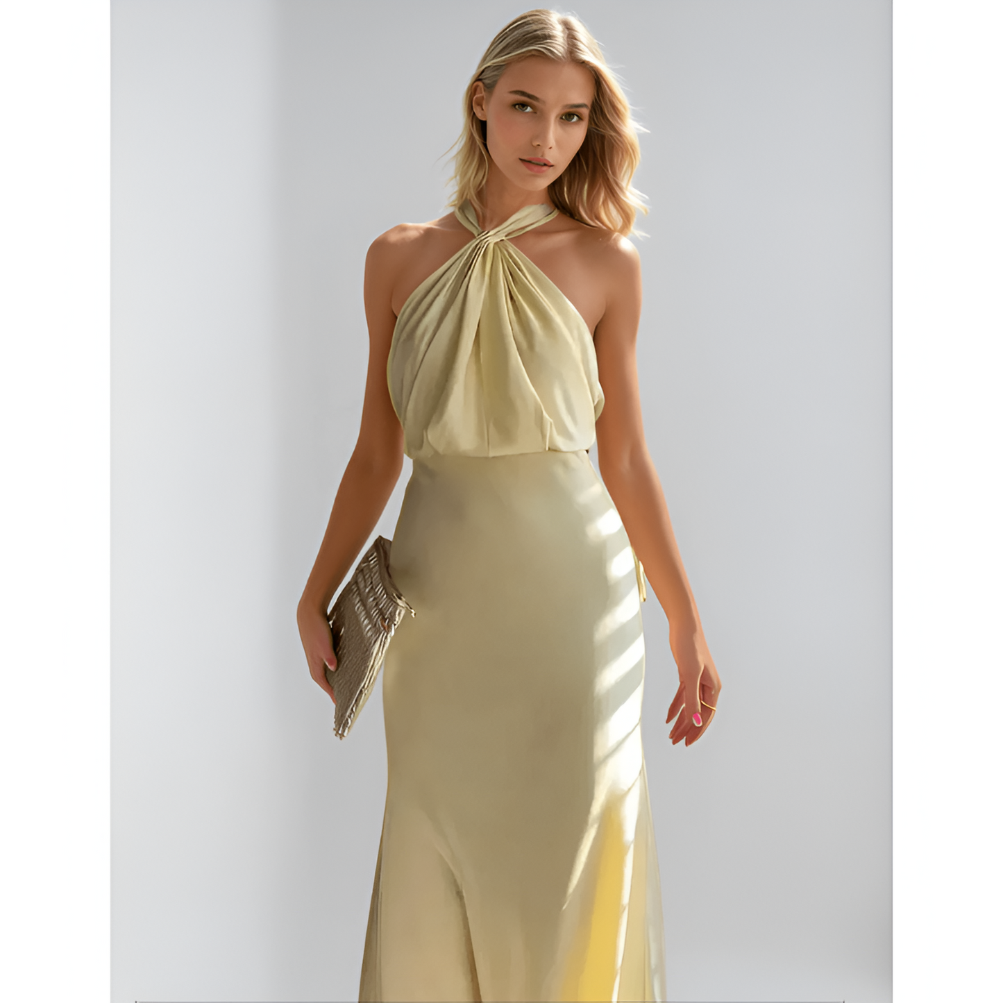Norideen Dame Maxi Kjole – Elegant Halterudskæring, Satin-Look, Flydende Silhuet, S-XL-83281-3d23a73d-2c34-4dd7-8717-b3c19e22bcdd