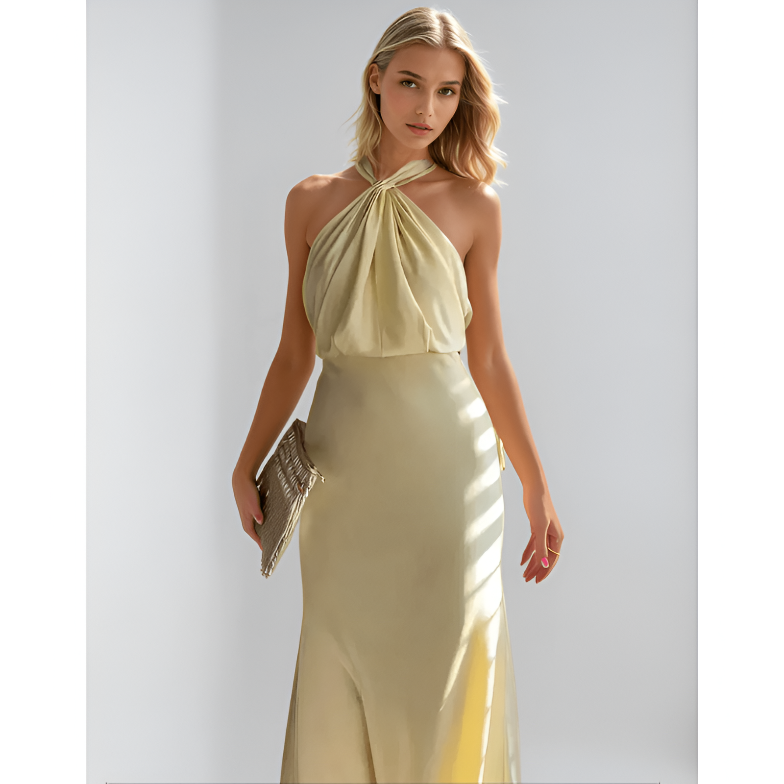 Norideen Dame Maxi Kjole – Elegant Halterudskæring, Satin-Look, Flydende Silhuet, S-XL-83281-3d23a73d-2c34-4dd7-8717-b3c19e22bcdd