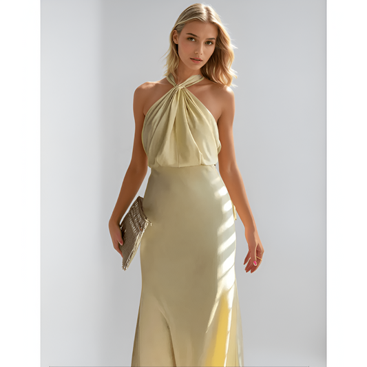 Norideen Dame Maxi Kjole – Elegant Halterudskæring, Satin-Look, Flydende Silhuet, S-XL-83281-3d23a73d-2c34-4dd7-8717-b3c19e22bcdd