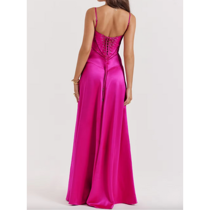 A-linje Gulvlang Kjole med Stropper