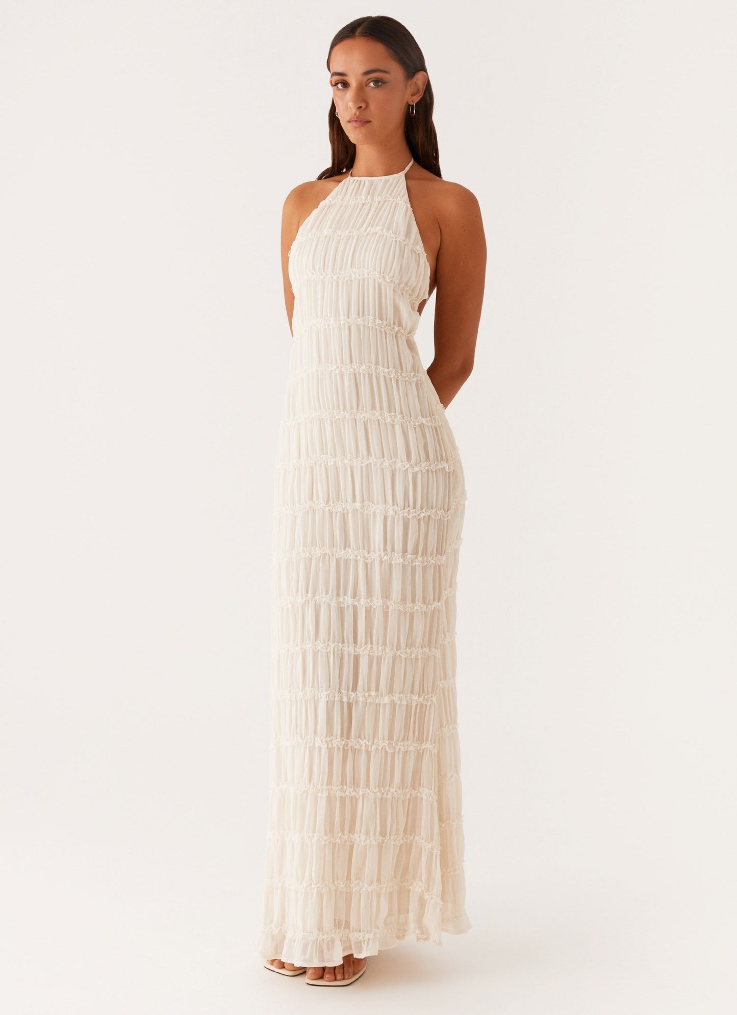 Kvinde Maxi Kjole – Halterneck, Tekstureret Stof-83499-4038ce20-5559-4034-8927-20d0a63c0aa3
