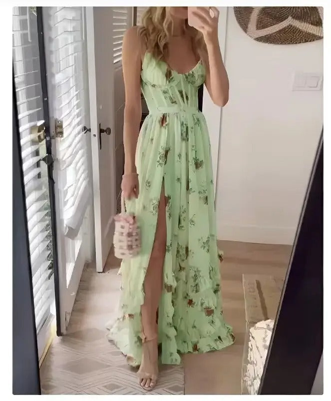 Zara | Elegant Floral Slit Maxi Dress for Special Occasions - Image 3