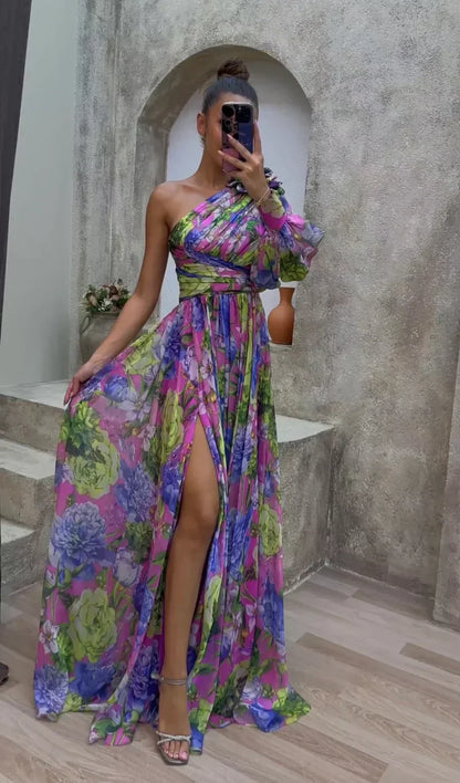 Whitney | Elegant Flowy Shoulder Dress for Summer Events - Image 1