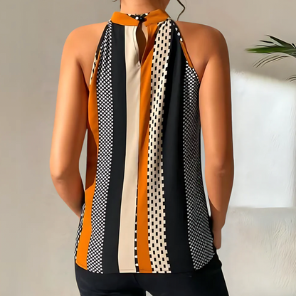 Geometrisk Halterneck Top - Sort