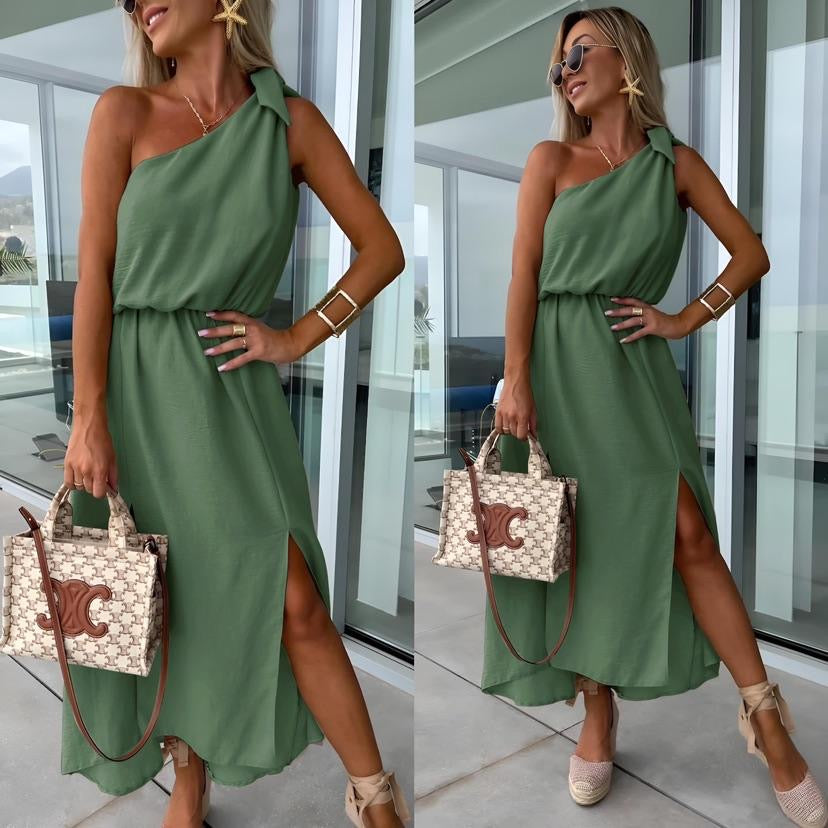 Damekjole One-Shoulder – Asymmetrisk Hals, Slids & Taljebinding-83342-4a466b68-4714-4151-8f0a-3a58835f207b