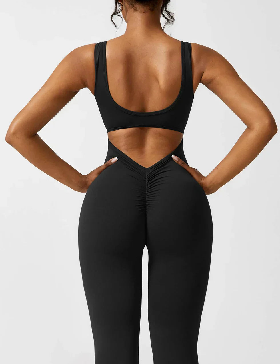 Kvinde Jumpsuit – Ærmeløs, Åben Ryg, Vide Ben, Strækstof, Formtilpasset Pasform-83507-4e660d66-5352-46e2-99cf-5d923b5de085