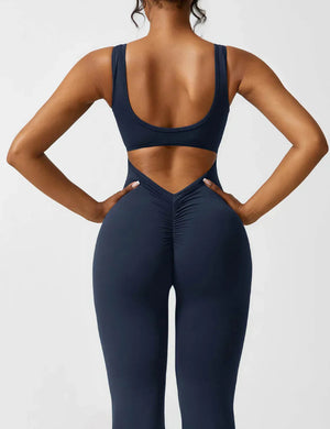 Kvinde Jumpsuit – Ærmeløs, Åben Ryg, Vide Ben, Strækstof, Formtilpasset Pasform-83507-4ee84729-185b-4dc7-adc8-68d519dff396