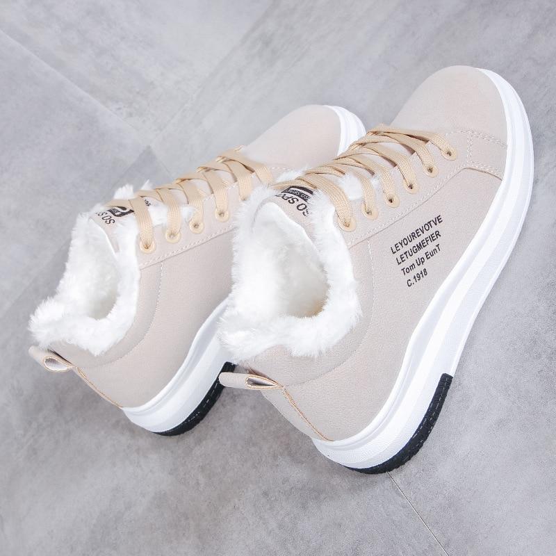 Sneakers med Faux Fur og Tyk Sål