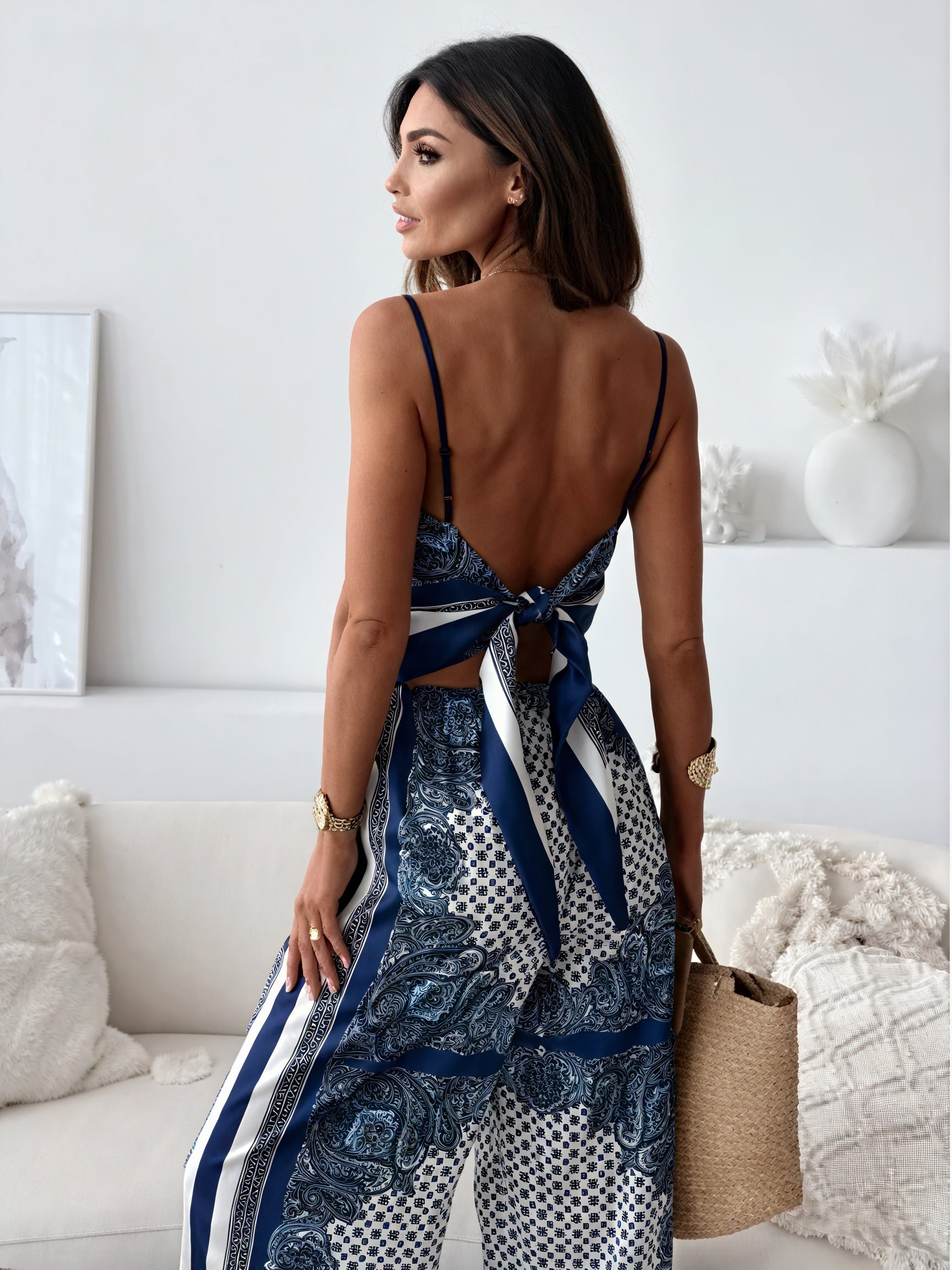 Palazzo Buksedragt - Geometrisk Paisley Print