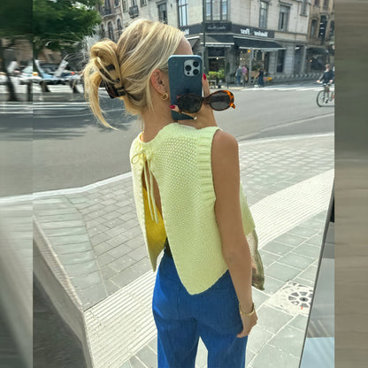 Strikket Top med Åben Ryg og Bindebånd