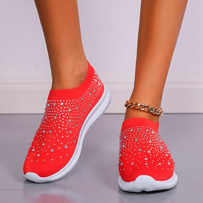 Slip-On Sneakers med Rhinestone Detaljer