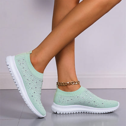 Slip-On Sneakers med Rhinestone Detaljer