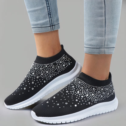 Slip-On Sneakers med Rhinestone Detaljer