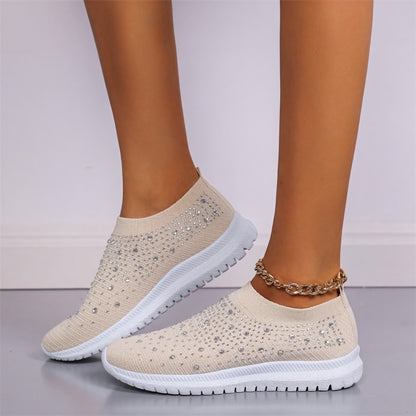 Slip-On Sneakers med Rhinestone Detaljer