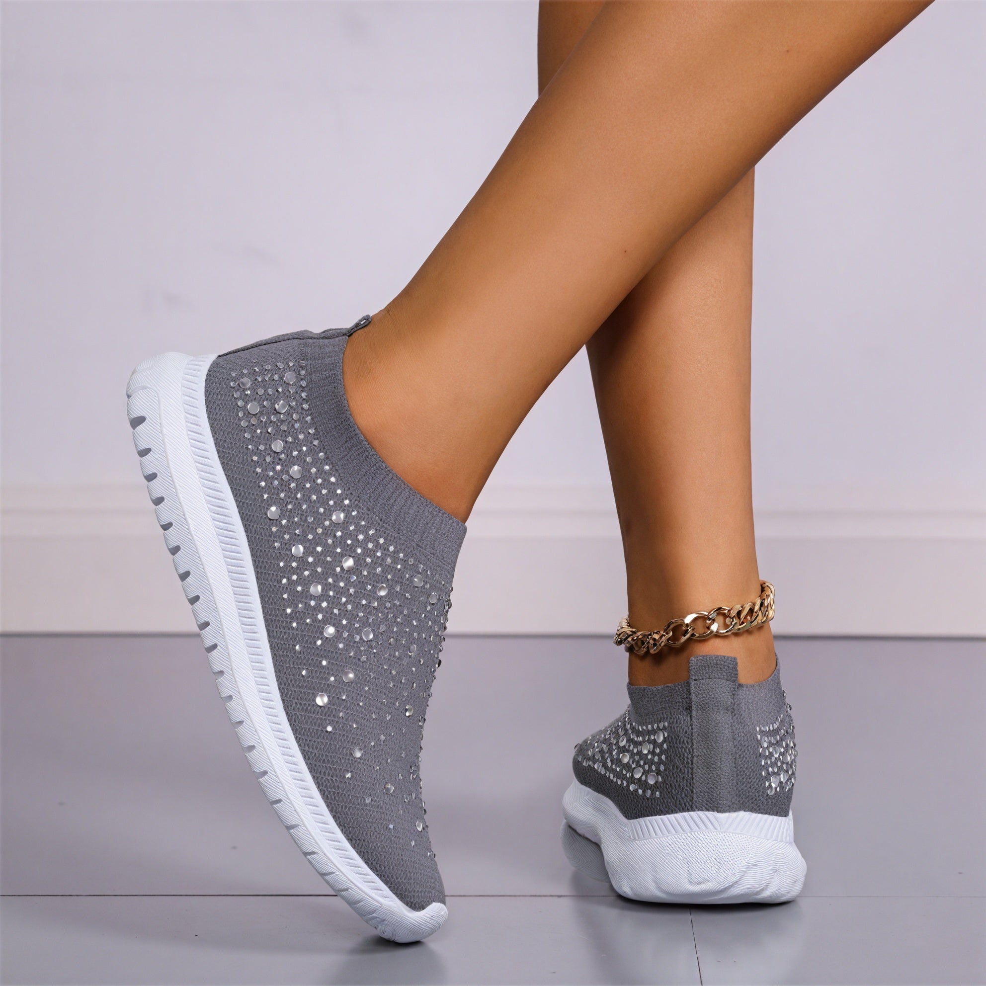 Slip-On Komfort med Glitterdetaljer