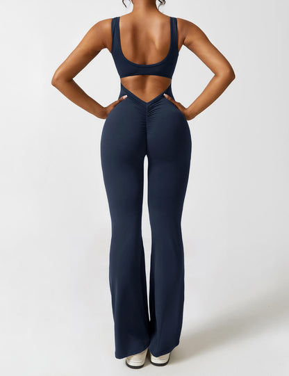 Kvinde Jumpsuit – Ærmeløs, Åben Ryg, Vide Ben, Strækstof, Formtilpasset Pasform-83507-53e56b61-600f-4bb5-9628-324502628d85