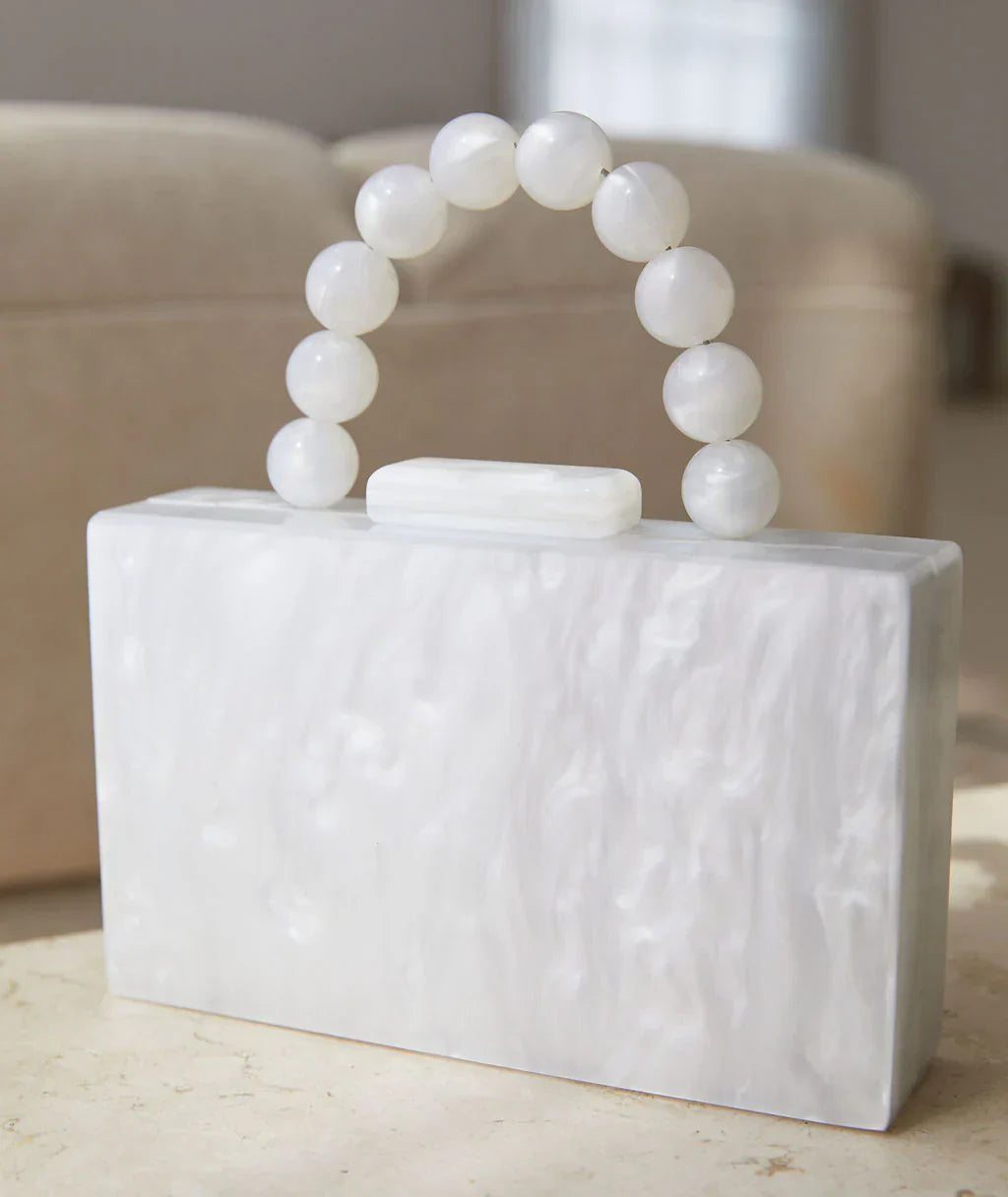 Skulpturel Clutch med Marmor og Perler