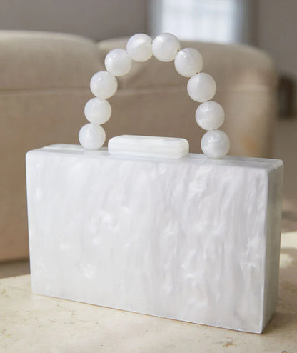 Skulpturel Clutch med Marmor og Perler