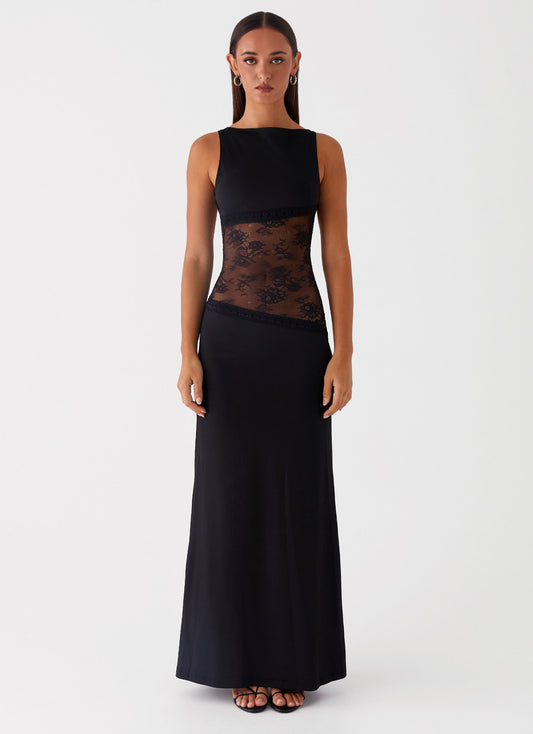 Dame Maxi Kjole – Ærmeløs med Blondepanel, Elegant Feststil-83478-5439fa14-bf05-4d37-8575-884740302127