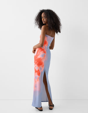 Figursyet Strapless Kjole med Gradient