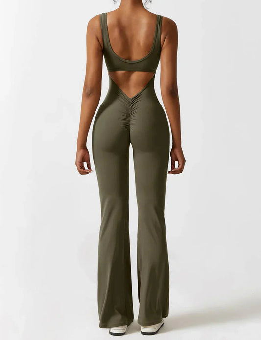 Kvinde Jumpsuit – Ærmeløs, Åben Ryg, Vide Ben, Strækstof, Formtilpasset Pasform-83507-5643f8c6-0212-49dd-819e-3491c05dd3e6