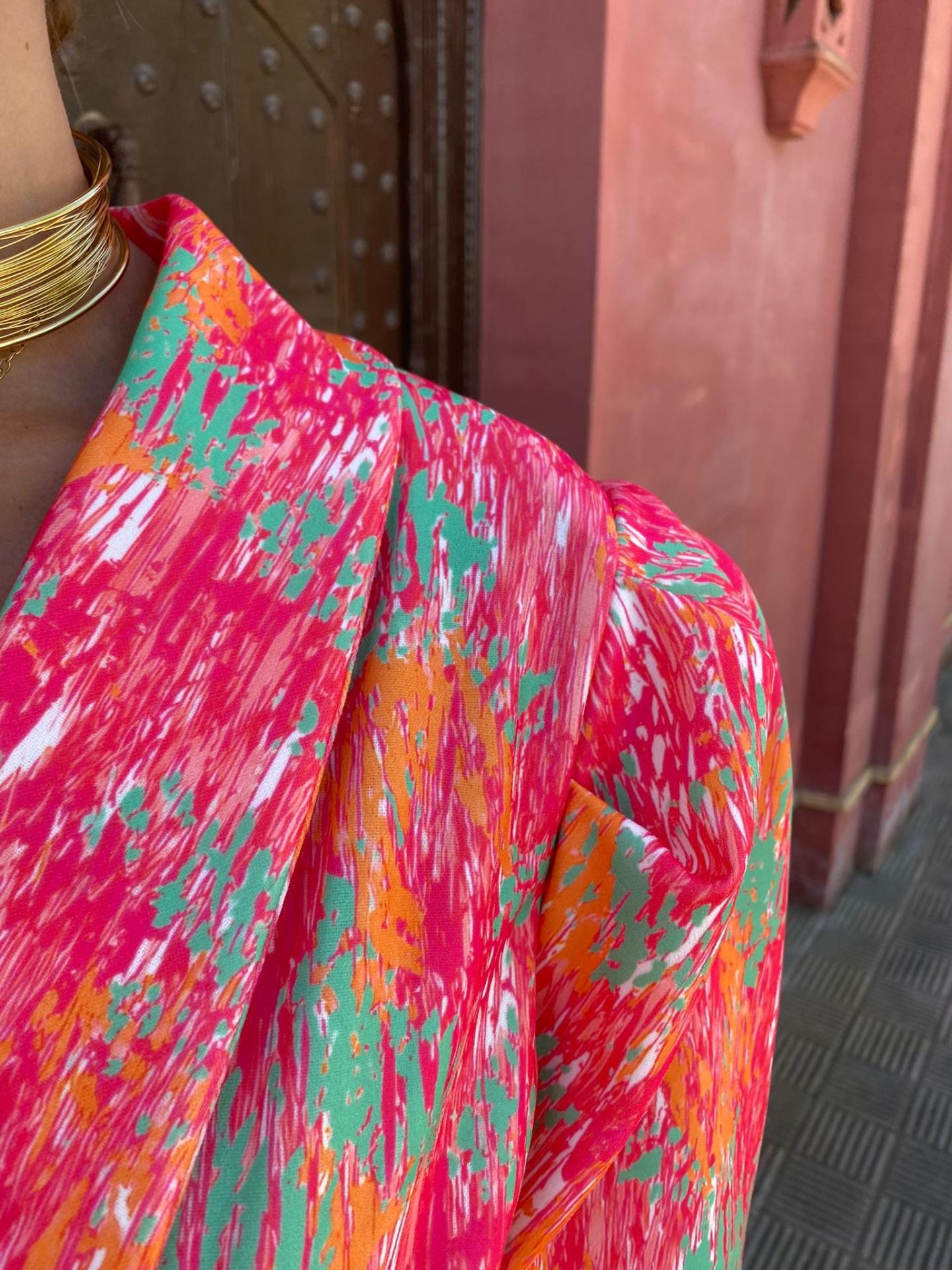 Abstrakt Wrap Romper med Bælte