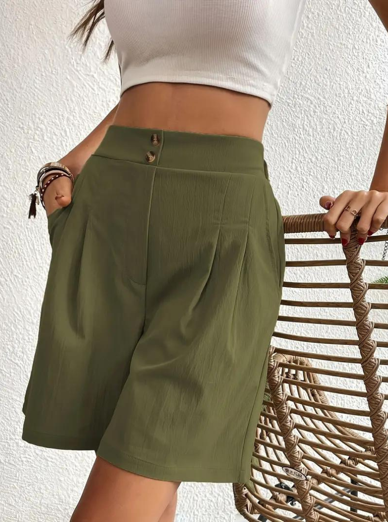 Kvinders Shorts – Højtaljede Plisserede med Funktionelle Lommer, Elegant Stil-82558-586b28a7-289a-41c0-914b-3da98d7da8a1