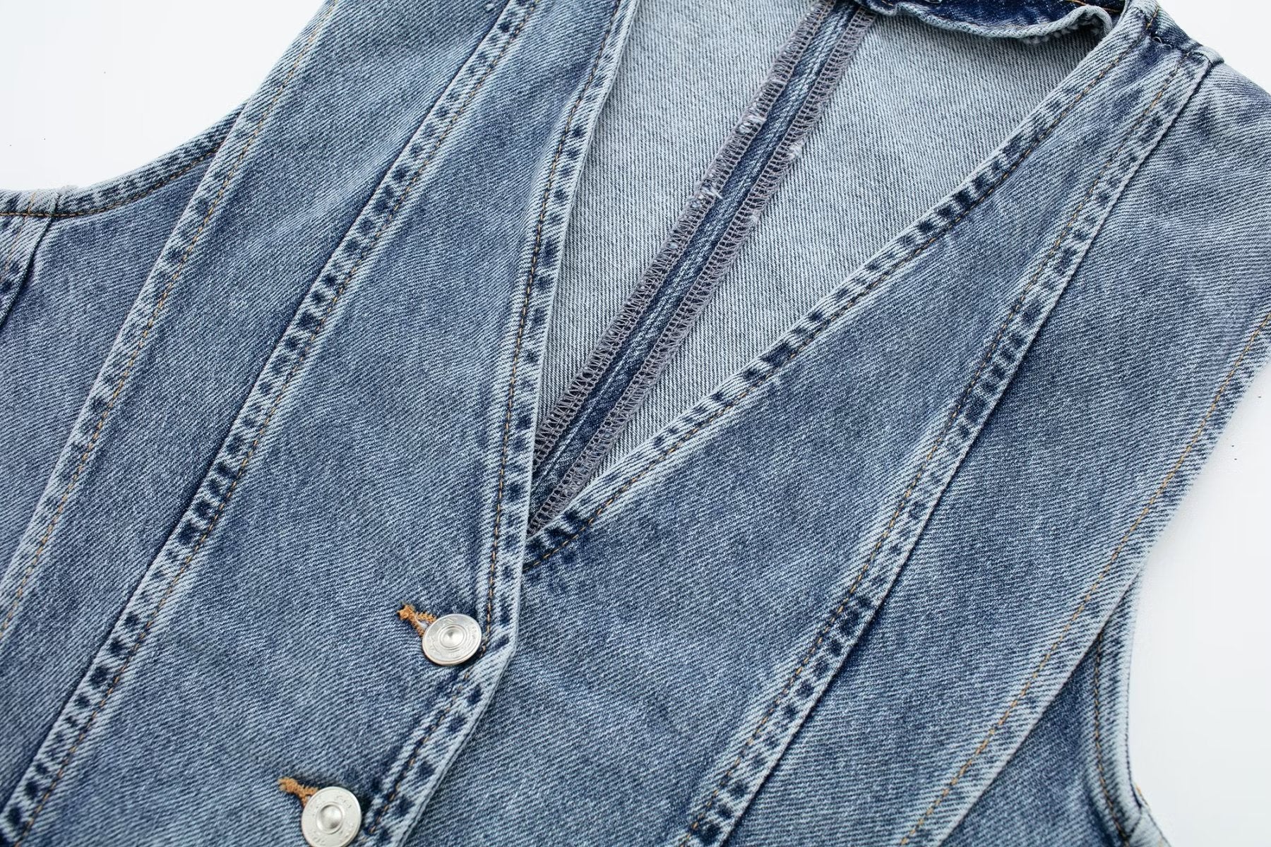 Skræddersyet Denim Vest - V-udskæring