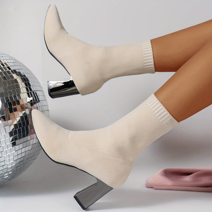 Moderne Strik Ankelstøvler med Hæl