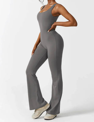 Kvinde Jumpsuit – Ærmeløs, Åben Ryg, Vide Ben, Strækstof, Formtilpasset Pasform-83507-6013542f-b088-4661-bcdf-4ee0658b996e