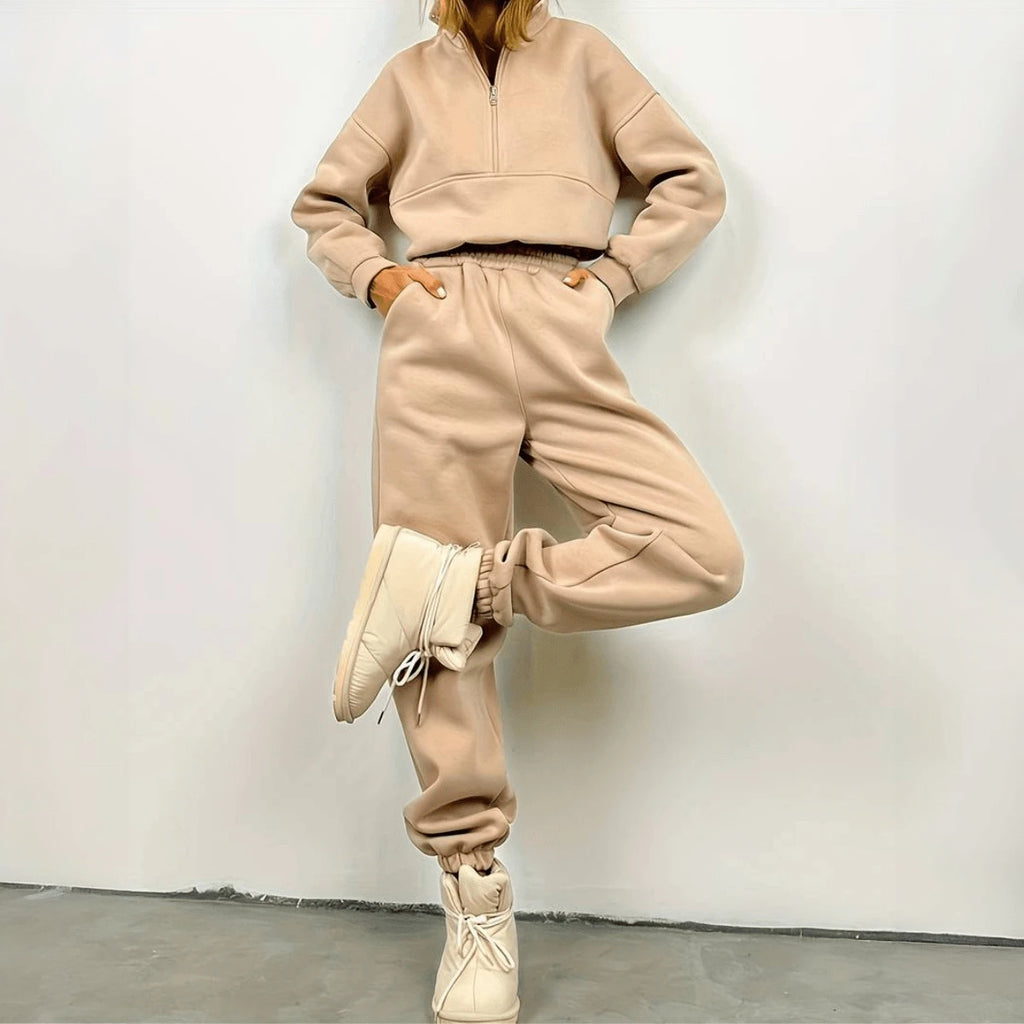 Aktivt Sæt med Kvart Lynlås og Høj Krave