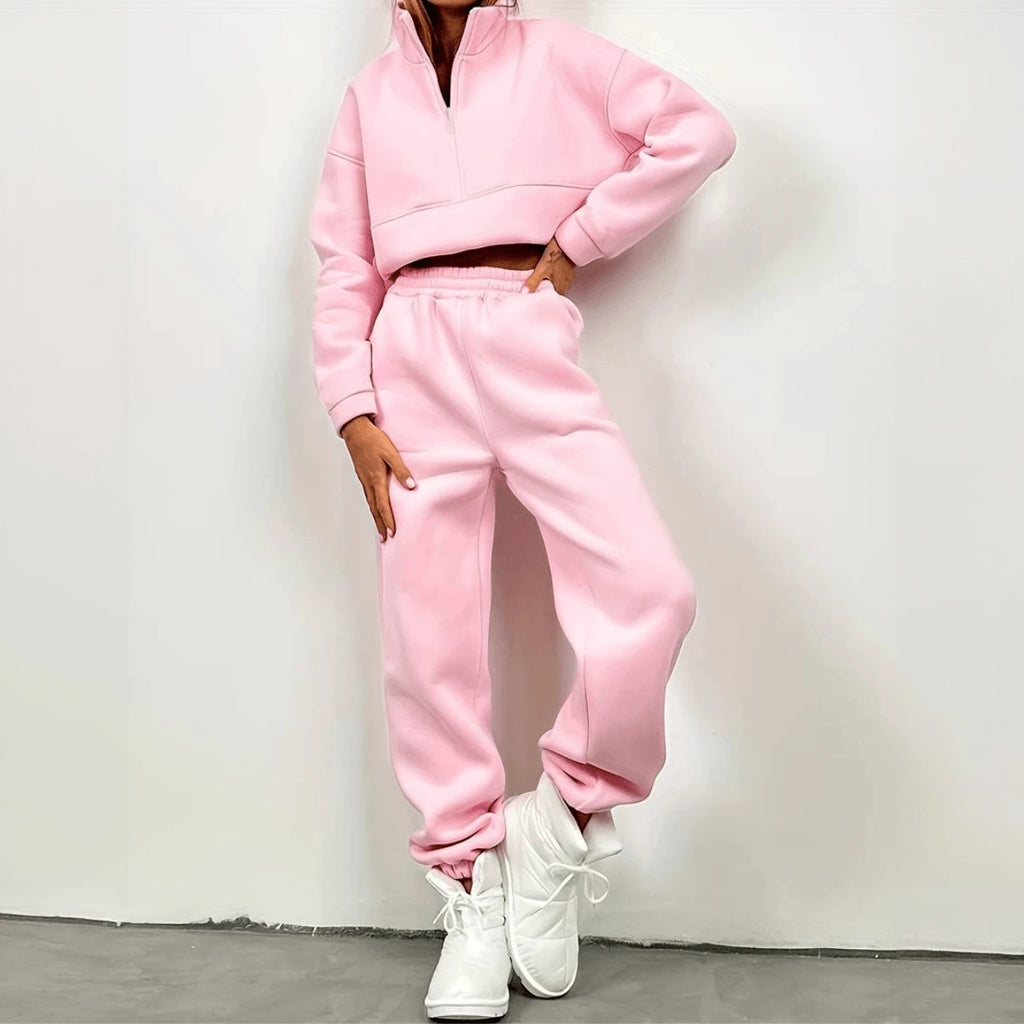 Aktivt Sæt med Kvart Lynlås og Høj Krave