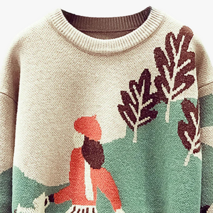 Oversized Sweater med Strikket Design