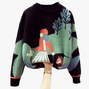Oversized Sweater med Fantastisk Design