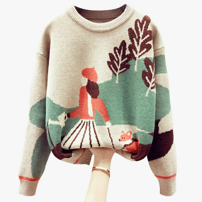 Oversized Sweater med Strikket Design