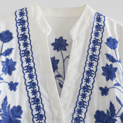 Boheme Broderet Jakke med Blomstermønster