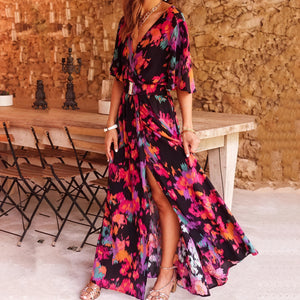 Boheme Maxi Kjole med Blomsterprint