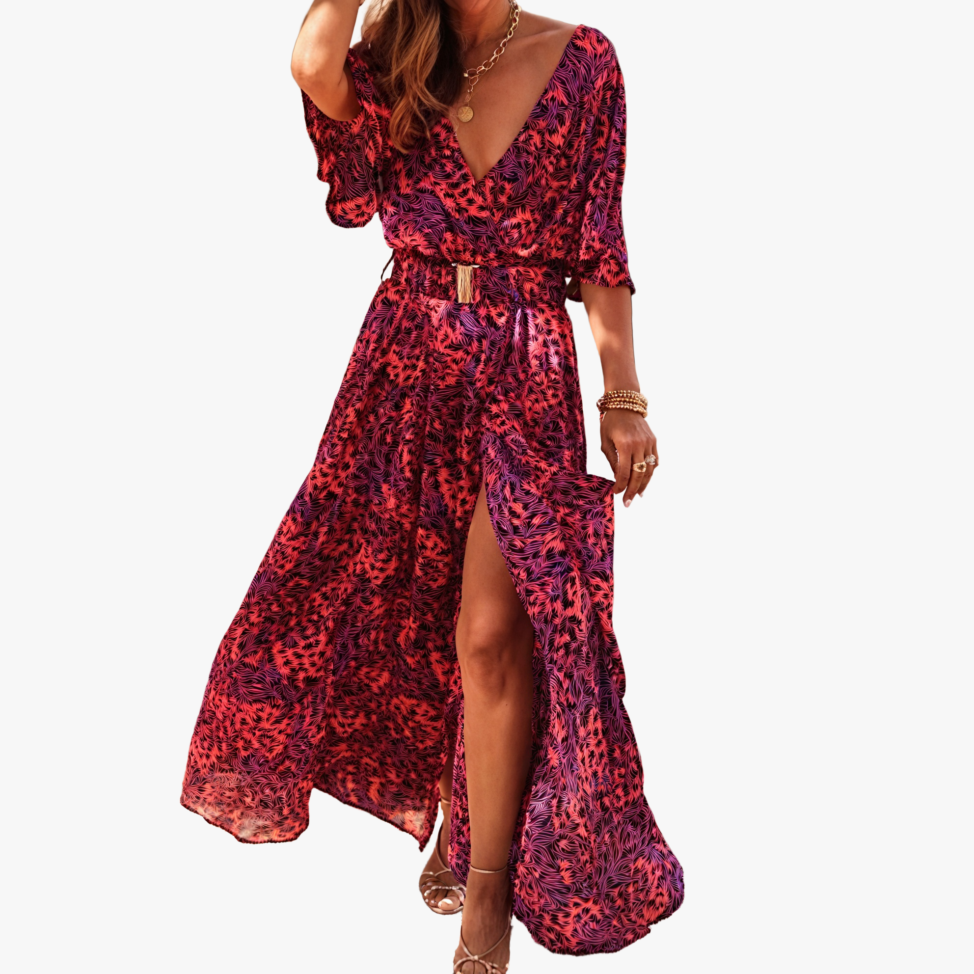 Boheme Maxi Kjole med Blomsterprint