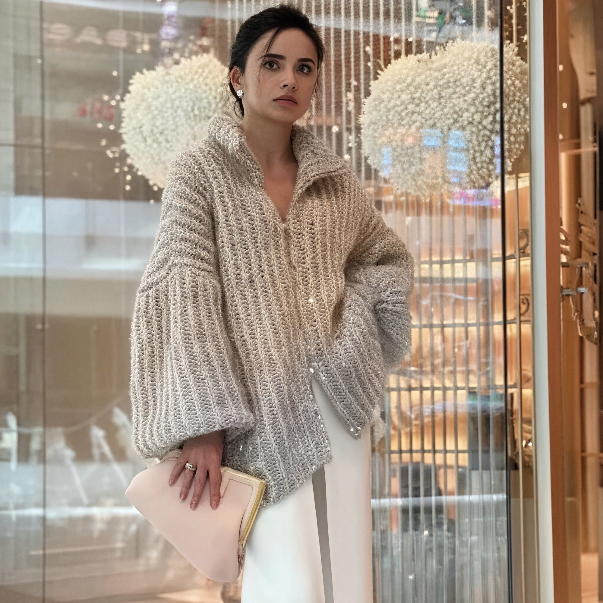 Kjole med Cardigan - Lang Silhuet, Chunky Strik